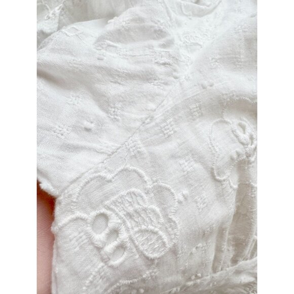 ZARA White Cotton Embroidered Eyelet Long Sleeve Button Front Mini Dress, Size M - Picture 8 of 16